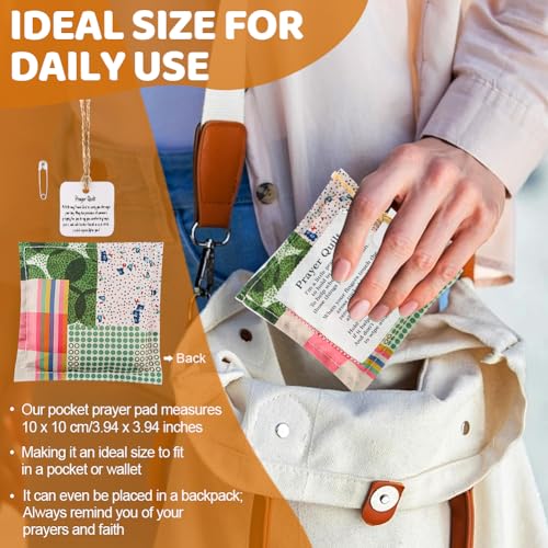Handmade Pocket Prayer Quilt Set with Wooden Cross - 2pcs