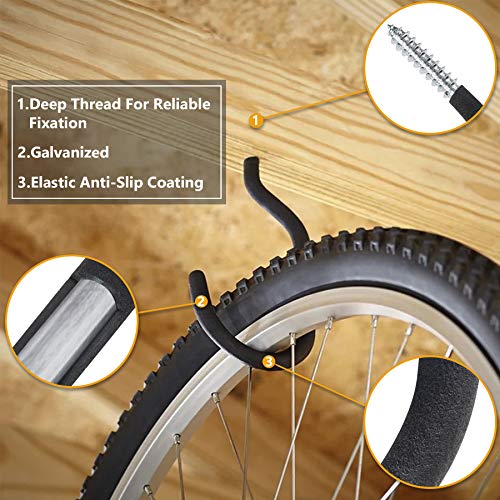 KURUI Heavy Duty Bicycle Wall Hooks - 6 Pack Bike Hangers