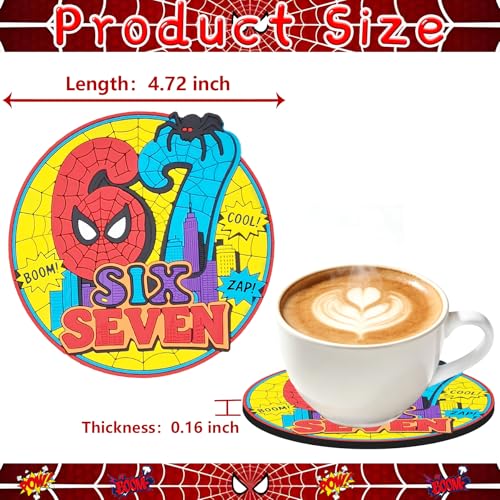 67 Meme Spider Web Coasters Set of 2 - Funny Drink Mats