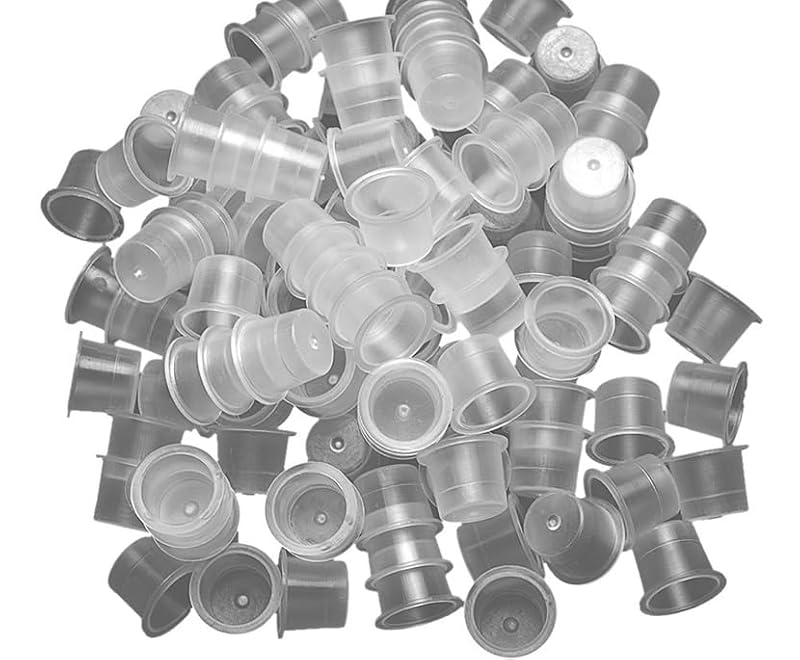 Transparent Plastic Tattoo Ink Caps 100 Pcs Pigment Cups for Microblading