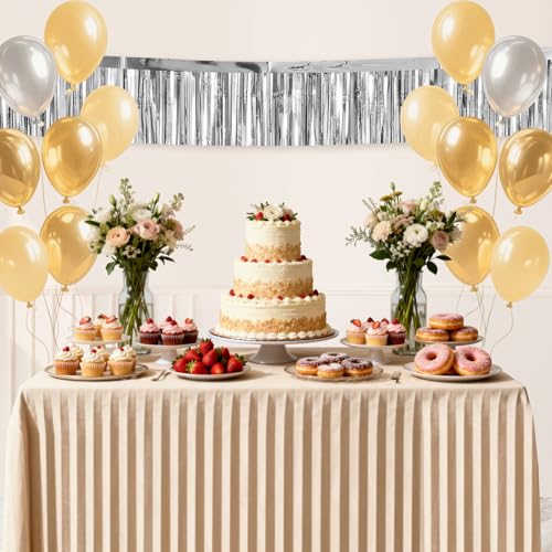 Silver Foil Fringe Garland Streamers for Party Decorations - 4 Pack