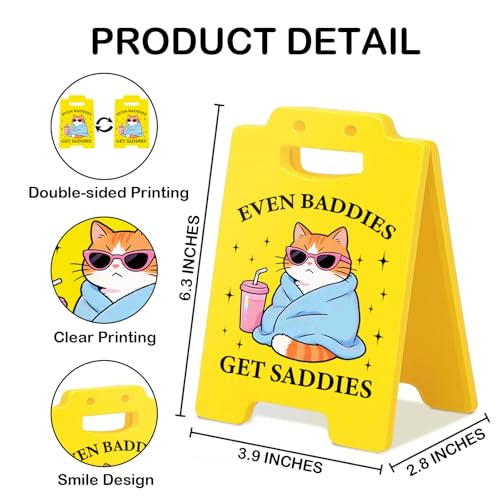 Mental Health Desk Sign - Double-Sided Caution Decor for Therapists