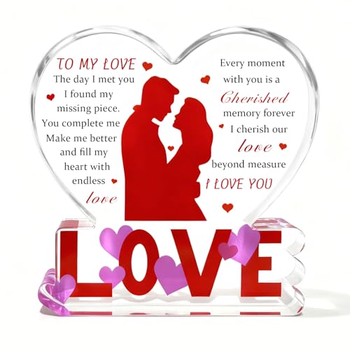 Heart-Shaped Engraved Acrylic Love Plaque - Romantic Gift
