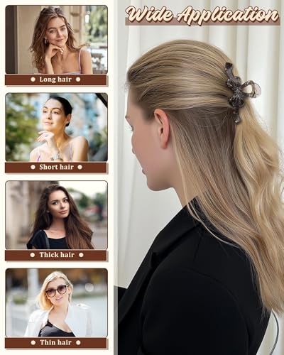 Secroma 6-Piece Large Bow Hair Claw Clips, Non-Slip Jelly Matte Clips