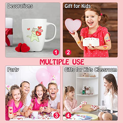 Glow Valentine's Day Temporary Tattoos for Kids Classroom Favors (204 Sheets)