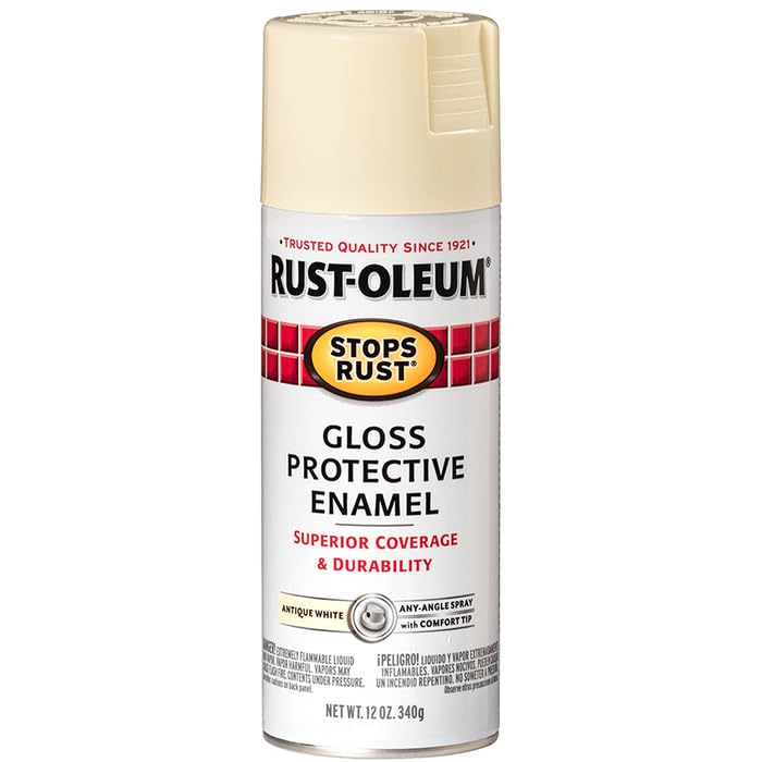 Rust-Oleum Stops Rust Gloss Antique White Spray Paint 12oz Pack of 6