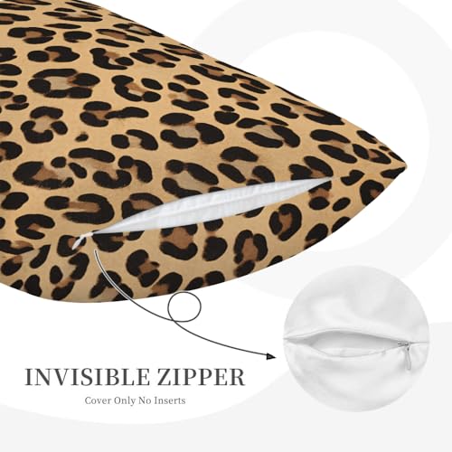 Neutral Animal Print Lumbar Pillow Cover - Cotton Linen 12x20 Inch
