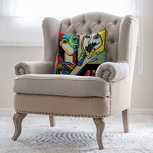 Zaueky Picasso Art Pillow Cover 18x18 Bright Colorful Woman Abstract Decor