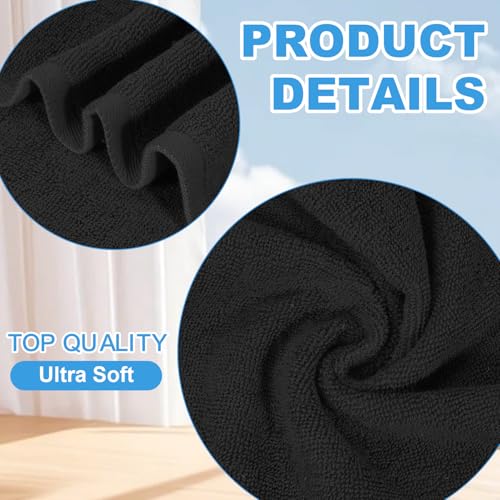 Black 6 Pack 100% Cotton Wash Cloths - 12x12 Inch