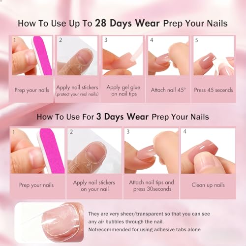 JOYVVEW Dark Purple Press On Nails Short Square Coffin False Nails Set