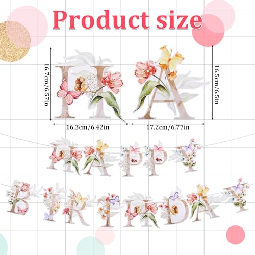 Wildflower Happy Birthday Banner Floral Spring Party Garland Decoration