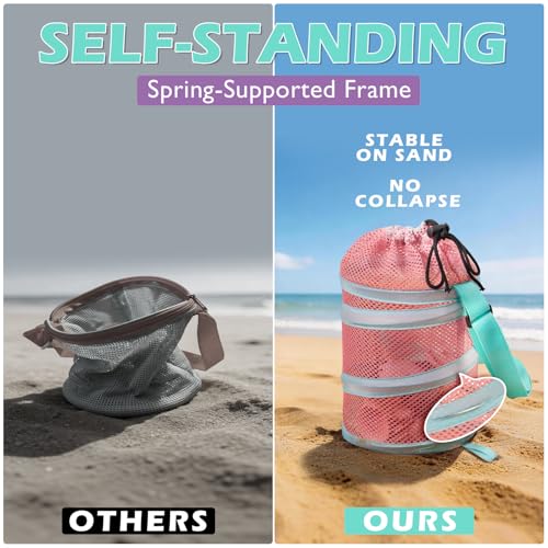 Kids Mesh Beach Bag Set Pink & Blue - Sea Shell & Travel Storage for Kids