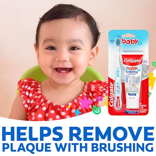 Colgate Baby Toothbrush and Fluoride-Free Training Toothpaste Kit, 3-24 Months