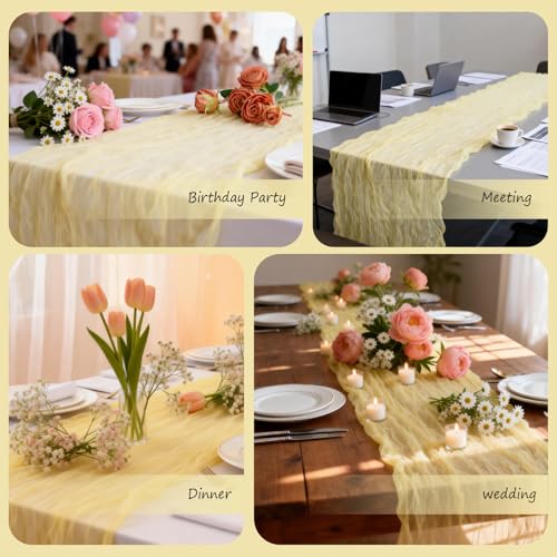 Yellow Cheesecloth Table Runner, 10ft Rustic Gauze Boho Table Decor