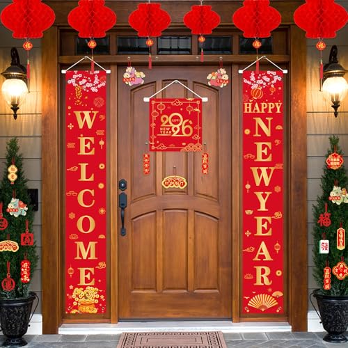 53-Piece Lunar New Year Decorations Set 2026 - Chinese Couplets & Lanterns