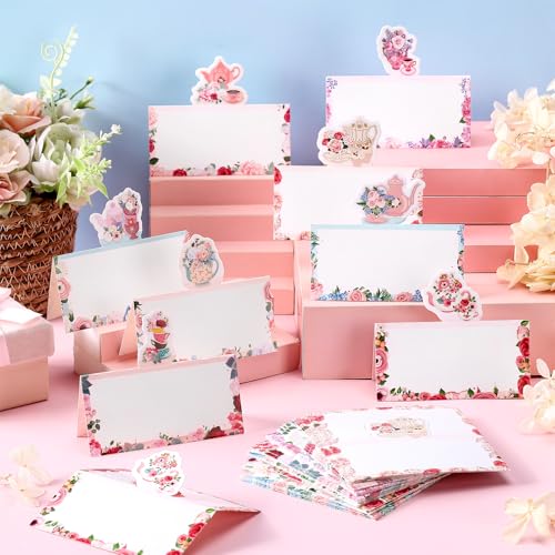 48 Pcs Tea Party Place Cards - Floral Decorations for Celebrations