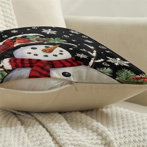 NIGHTWISH Christmas Pillow Covers, 18x18 Set of 4, Winter Holiday Decor