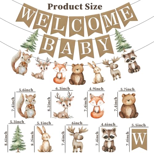 Woodland Welcome Baby Banner for Woodland Baby Shower & Gender Reveal Party Decor
