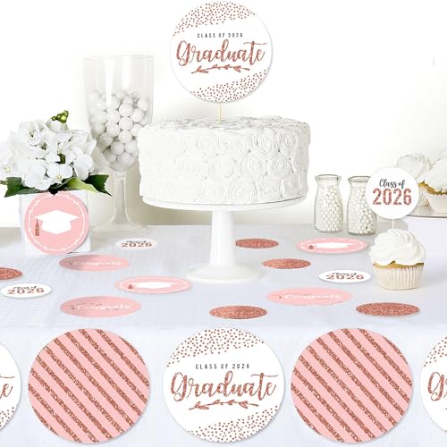Big Dot of Happiness Rose Gold 2026 Graduation Party Giant Circle Confetti, 27 Count