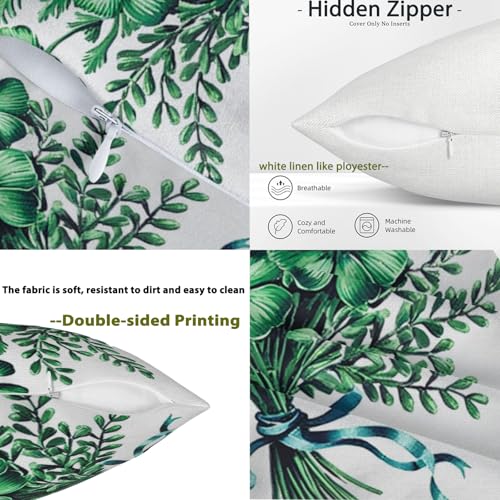 St. Patrick's Day Clover Throw Pillow Covers 18x18 Set of 2 Green Shamrock