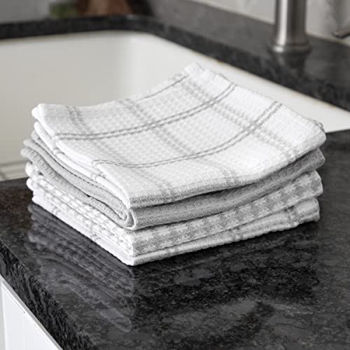 T-Fal Waffle Dish Cloths, 100% Cotton, 12x13 Inch - Grey (4-Pack)