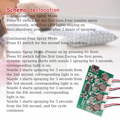 ZORZA 4-Spray Ultrasonic Humidifier DIY Module Kit - 5V Mist Maker Board