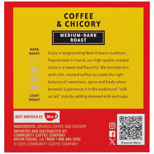 Community Coffee & Chicory K-Cups, Medium Dark Roast, 60 Count (6 Packs)