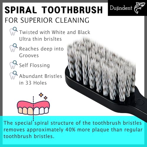 DUJINDENT Shark Spiral Ultra Soft Toothbrush for Sensitive Gums & Implants