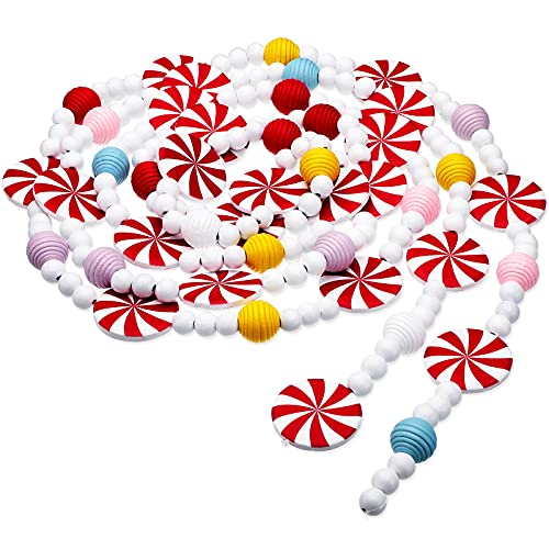 9 ft Candy Bead Garland for Christmas Tree Decoration - Wood & Candy Pattern