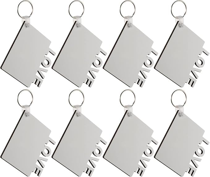 8-Pack Sublimation Blank MDF Keychains with Rings for DIY Heat Transfer