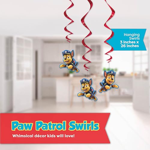 Paw Patrol Birthday Decorations - Door Poster & Hanging Swirls