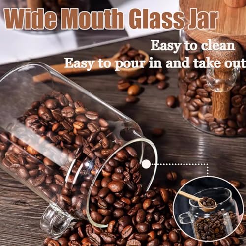 Coriario 13oz Glass Storage Jar with Airtight Wood Lid and Spoon