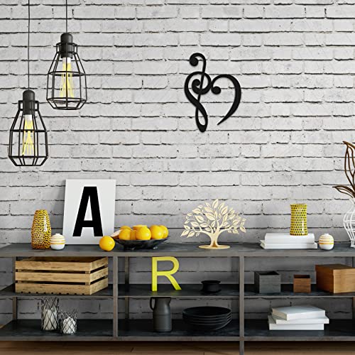 Wooden Heart Music Note Wall Decor - Rustic Art Sign for Home