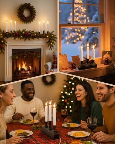 Black Dusk-to-Dawn Electric Window Candles - 3-Light Flameless Christmas Candolier