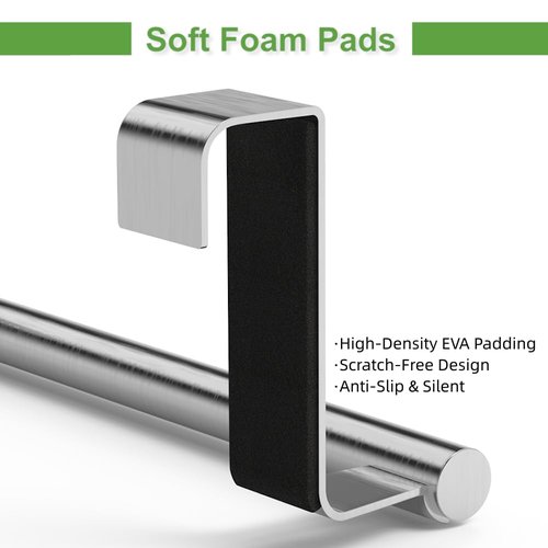 9" Over The Cabinet Towel Bar Holders, Handing Towel and Washcloth Rack for Bathroom and Kitchen, Stainless Steel, 2 Pack (Sliver)