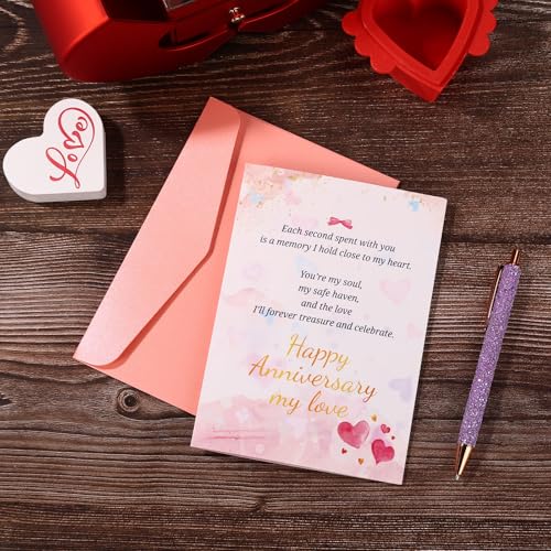 Sinbana Vintage Anniversary Card for Wife with Envelope