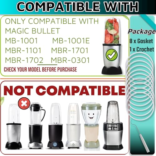 Magic Bullet Replacement Gaskets & Crochet Hook for 250W Blenders
