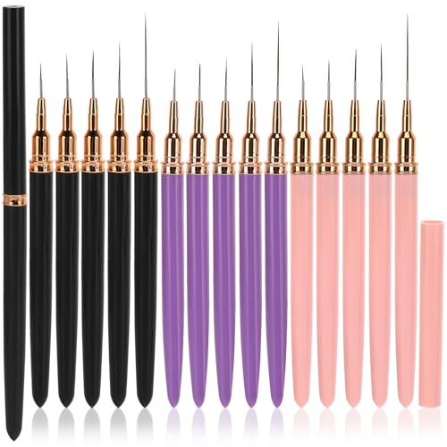 15-Piece Nail Art Liner Brush Set for Intricate Designs & Fine Lines