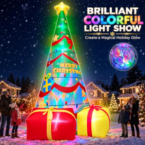 20 FT Giant Inflatable Christmas Tree with Rotating Lights for Outdoor Yard Decor