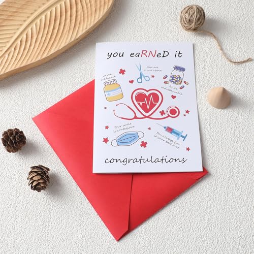 Nurse Graduation Card with Envelope - RN Grad Congrats Gift