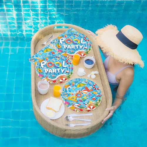 40PCS Summer Pool Party Plates and Napkins Set - Beach Theme Tableware