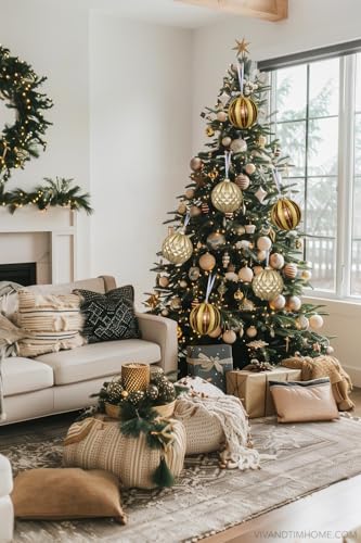 Briful Copper 6'' Extra Large Christmas Ornaments Set - Oversized Shatterproof Holiday Decor