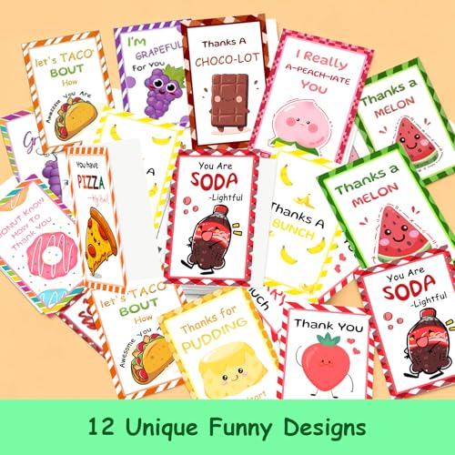 Auch Funny Cute Thank You Cards Bulk 24 Pack with Envelopes & Stickers