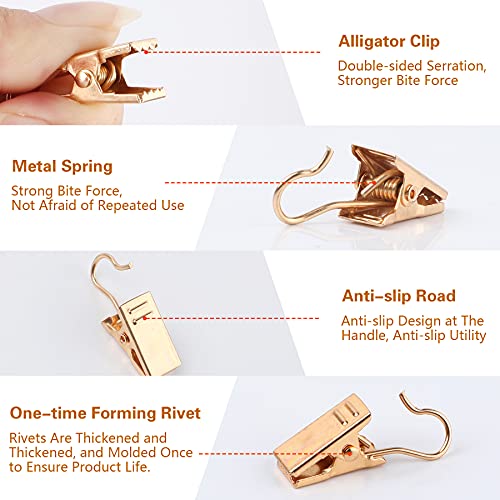 JANYUN Gold Mini Heavy Duty Hook Clips - 30 Pack for Curtains & Photos