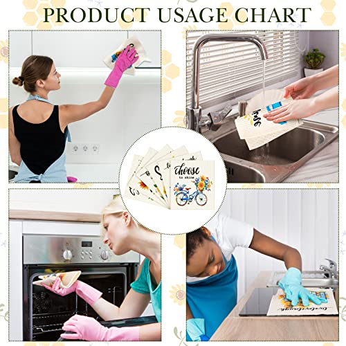 CHENGU 6 Pcs Swedish Dishcloths - Decorative, Absorbent Tea Towels