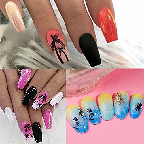 Black Palm Tree Nail Stickers 4PCS Summer Beach Nail Decals
