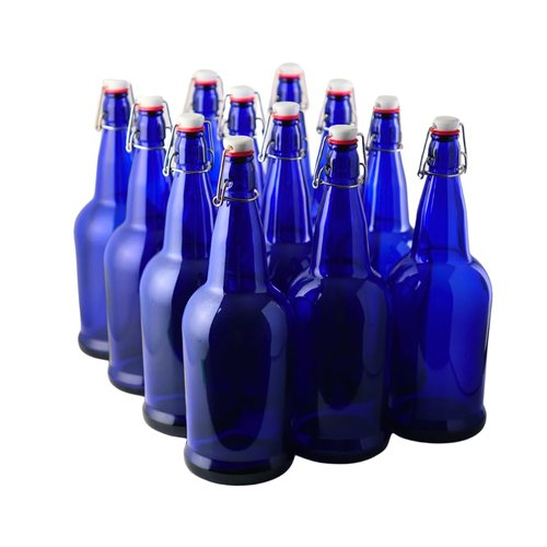 FastRack Swing Top Glass Bottles |33 oz – Pack of 12 | Blue Flip Top Glass Bottles for Home Brewing, Carbonated Drinks, Kombucha, Fermentation, Water | Food Grade – ECO Friendly
