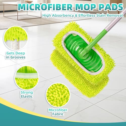 Clean Beastie 6-Pack Reusable Mop Pads for Swiffer - 3 Chenille & 3 Coral