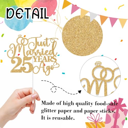 Just Married 25 Years Cake Topper - 25th Anniversary Decoration