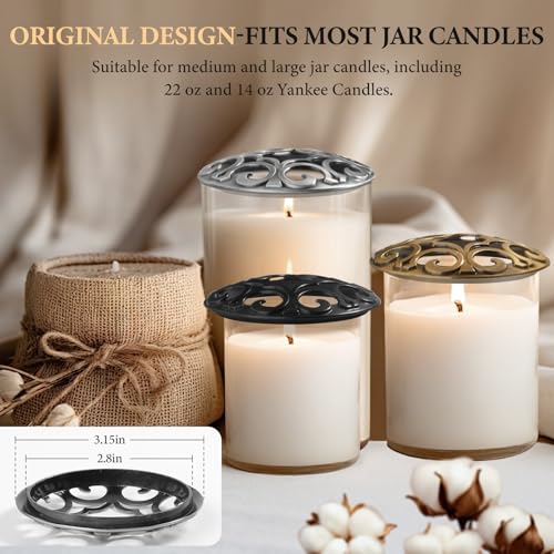 Hion Space-Silver Candle Topper for Even Burn - Fits Large Jar Candles